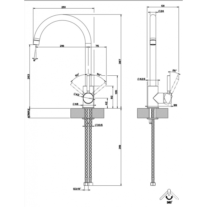 Gessi Mixer Neutron 20570 - Kitchen Taps | Pari furniture